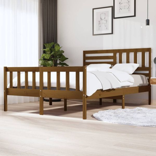 vidaXL Posteľný rám medový 150x200 cm King masívne drevo