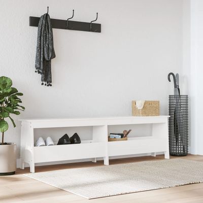 vidaXL Lavica do predsiene biela 160x28x45 cm masívna borovica