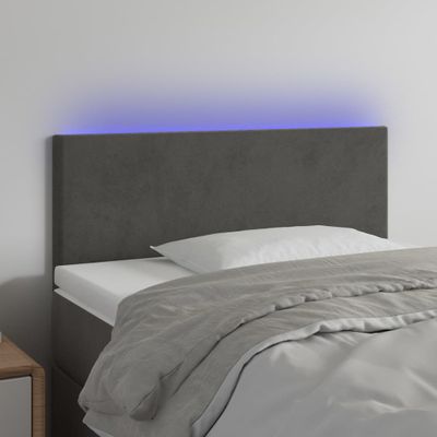 vidaXL Čelo postele s LED tmavosivé 100x5x78/88 cm zamat