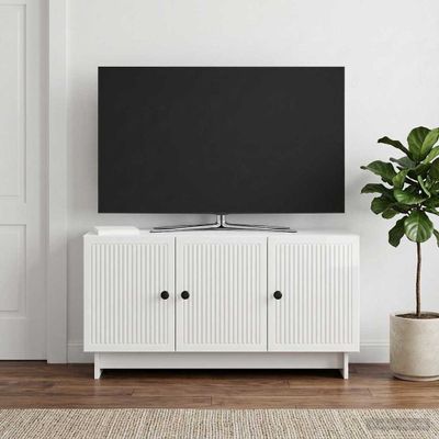 vidaXL TV skrinka 99 x 34,5 x 50 cm Biela s vysokým leskom