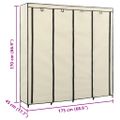 vidaXL Šatník so 4 priehradkami krémový 175x45x170 cm