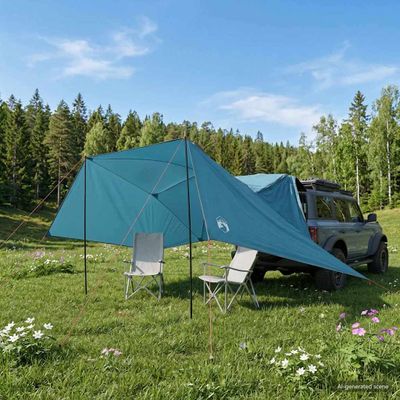 vidaXL Auto Stan 308 x 215 x 220 cm Modrá Polyester a oceľ