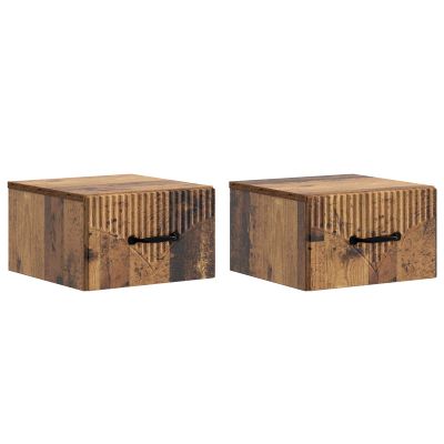 vidaXL Nástenná nočná skrinka 2 pcs Staré drevo 34,5 x 33 x 20 cm