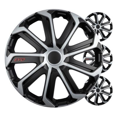Poklice Evo 15" čierno-strieborná sada 4ks COLOR BOX