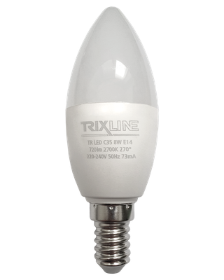 LED žiarovka Trixline 8W 720lm E14 C35 teplá biela