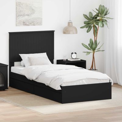 vidaXL Úložná posteľ so zásuvkou Čierna 90 x 190 cm Kompozitné drevo