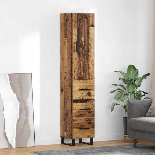 vidaXL Highboard Staré drevo 34,5 x 34 x 180 cm Kompozitné drevo