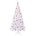 vidaXL Umelý vianočný stromček s 300 LED-i Biela 210 cm PVC a oceľ