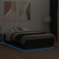 vidaXL Posteľný rám s LED svetlami čierny 135x190 cm kompozitné drevo