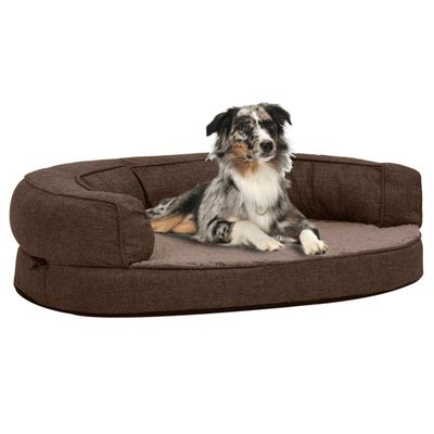vidaXL Ergonomický matrac pre psa 75x53 cm ľanový vzhľad flís hnedý