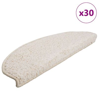 vidaXL Schodové rohože 30 ks 65x21x4 cm biele polkruhové veľké