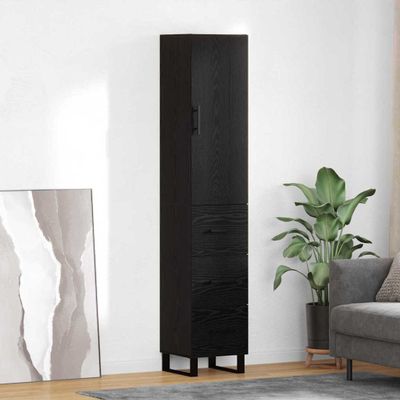 vidaXL Highboard Čierny dub 34,5 x 34 x 180 cm Kompozitné drevo