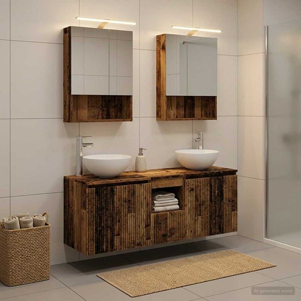 vidaXL Set kabinetov do kúpeľne 5 pcs Staré drevo 50 x 14,5 x 70 cm
