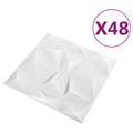vidaXL Nástenné panely 48 ks 50 x 50 cm Diamond Biele XPS Pena