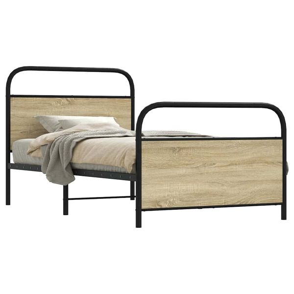vidaXL Posteľný rám bez matraca 90x200 cm dub sonoma kompozitné drevo