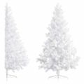 vidaXL Osvetlený umelý polovičný vianočný stromček+gule, biely 210 cm
