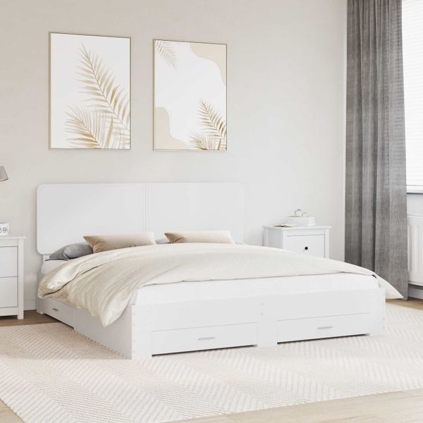 vidaXL Rám postele s čelnou doskou Biela 180 x 200 cm Kompozitné drevo