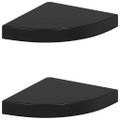 vidaXL Plávajúce rohové police 2 ks, lesklé čierne 25x25x3,8 cm, MDF