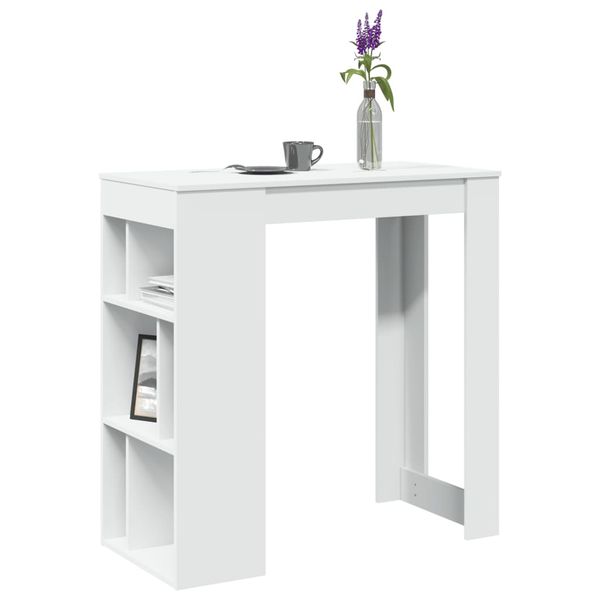 vidaXL Barový stôl s policami biely 102x50x103,5 cm kompozitné drevo