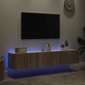 vidaXL TV nástenné skrinky s LED svetlami 2 ks dub sonoma 80x35x31 cm
