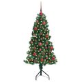 vidaXL Rohový umelý vianočný strom s 150 LED-i Zelená 150 cm PVC a kov