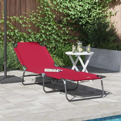 vidaXL Skladací lehátko Červená 188 x 57 x 86,5 cm Polyester