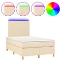 vidaXL Posteľ boxsping s matracom a LED krémová 120x200 cm látka