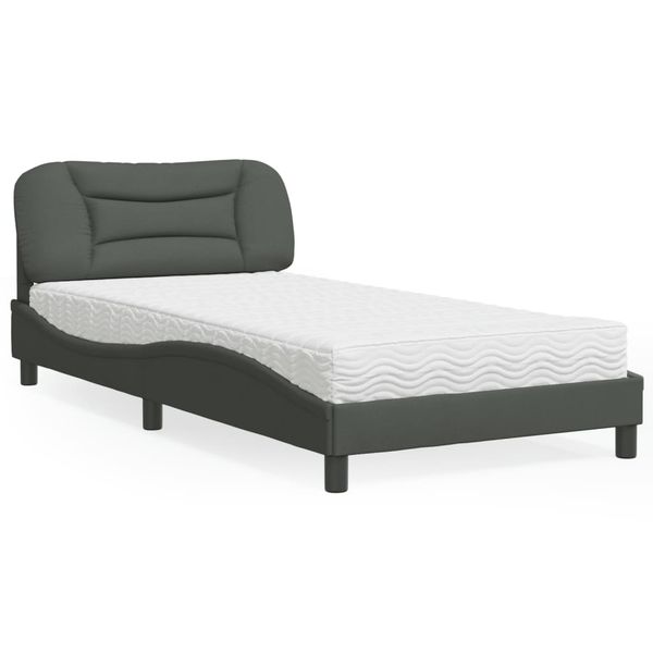 vidaXL Posteľ s matracom Hvar tmavosivá 100x200 cm látka