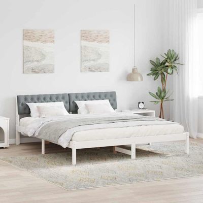 vidaXL Rám postele Biela a svetlosivá 180 x 200 cm Borovicový masív
