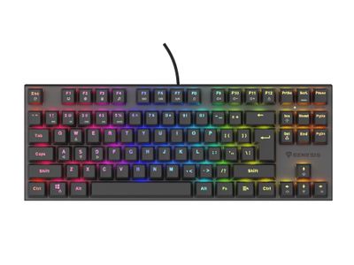 Genesis herná mechanická klávesnica THOR 303/TKL/RGB/Outemu Peach Silent/Drôtová USB/US layout/Čierna
