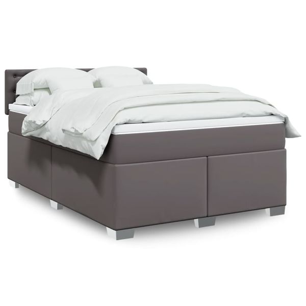 vidaXL Boxspring posteľ s matracom sivá 140x200 cm umelá koža