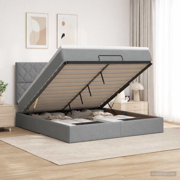 vidaXL LED úložná posteľ s matracom Svetlosivá 140 x 190 cm Látka