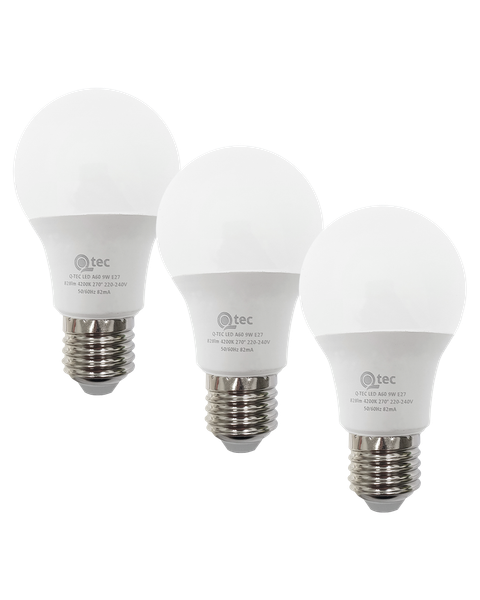 LED žiarovky 9W/828lm/A60/E27 neutrálna biela 3 PACK Qtec