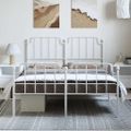 vidaXL Kovový rám postele s predným a zadným čelom biely 150x200 cm