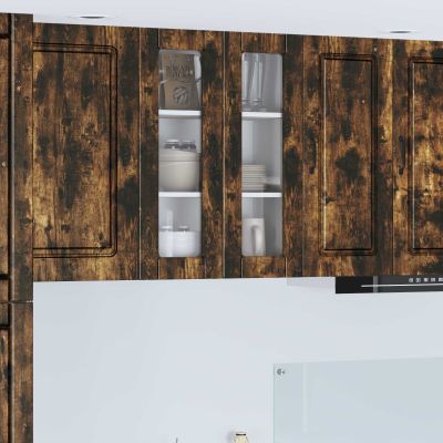 vidaXL Nástenný sklenený kabinet PORTO Dymová dub 60 x 31 x 80 cm