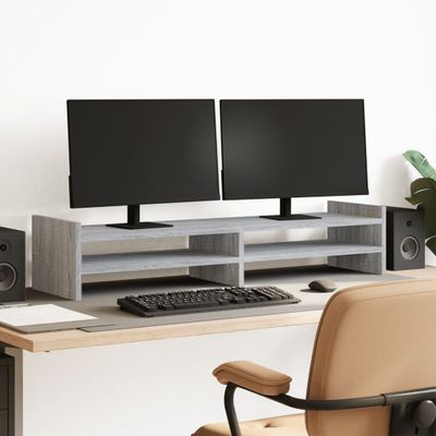 vidaXL Stojan na monitor sivý dub sonoma 100x27x20 cm kompozitné drevo