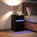 vidaXL Nočný stolík s LED svetlami čierny kompozitné drevo