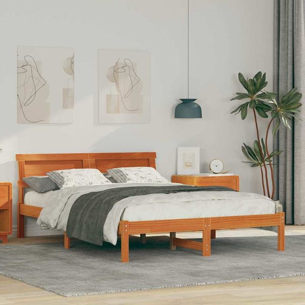 vidaXL Rám postele Včelí hnedý 140 x 190 cm Masívne borovicové drevo