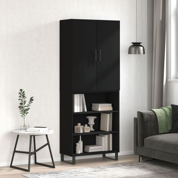 vidaXL Vysoká skrinka čierna 69,5x34x180 cm spracované drevo