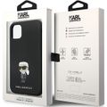 Puzdro Karl Lagerfeld pre iPhone 11 KLHCN61SMHKNPK čierne HC Silicone Ikonik Metal Pin