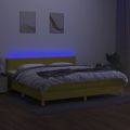 vidaXL Posteľ boxsping s matracom a LED zelená 200x200 cm látka