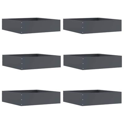 vidaXL Obrubník trávnika 6 ks 50 x 50 x 13 cm Oceľ Antracitová