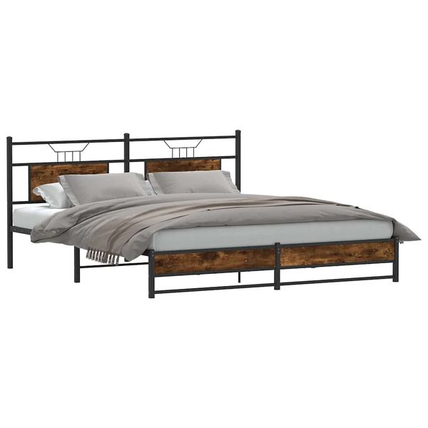 vidaXL Posteľný rám bez matraca dymový dub 160x200 cm kompozitné drevo