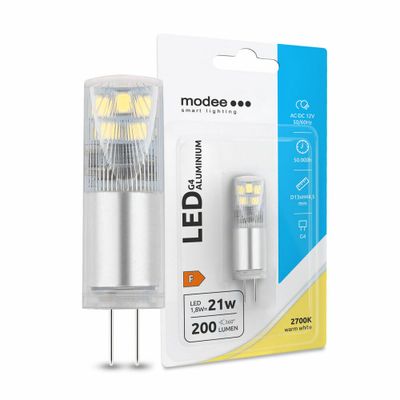 Modee LED žiarovka G4 Aluminium AC-DC 12V, 1,8W 2700K 200lm (ML-G4AAD2700K1,8WNB1)