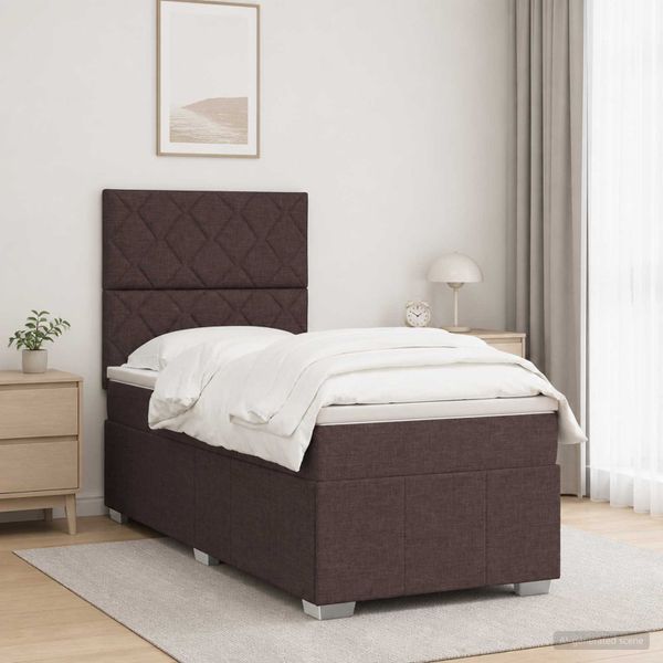 vidaXL LED boxspring posteľ s matracom Tmavohnedá 100 x 200 cm Látka