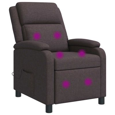 vidaXL Masážne relaxačné kreslo Tmavohnedá Látka