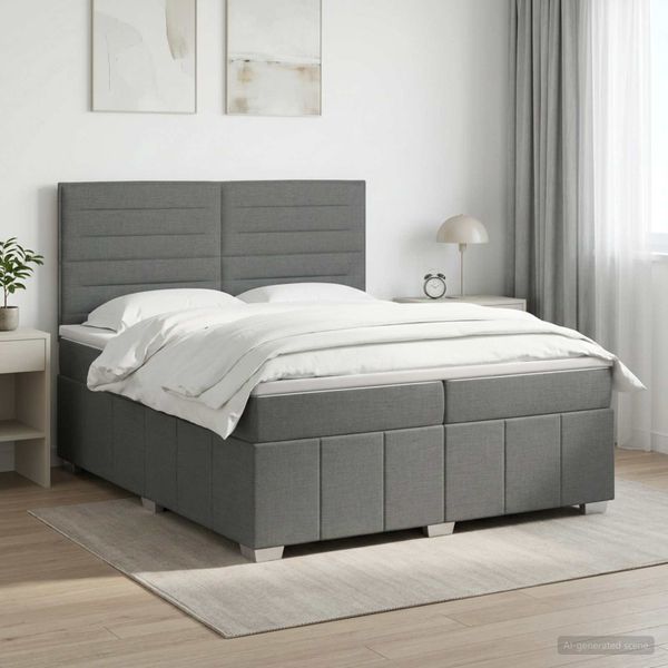 vidaXL Posteľ boxspring s matracom Tmavosivá 200 x 200 cm Látka