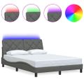 vidaXL Rám postele s LED bez matraca tmavosivá 140x200 cm látka