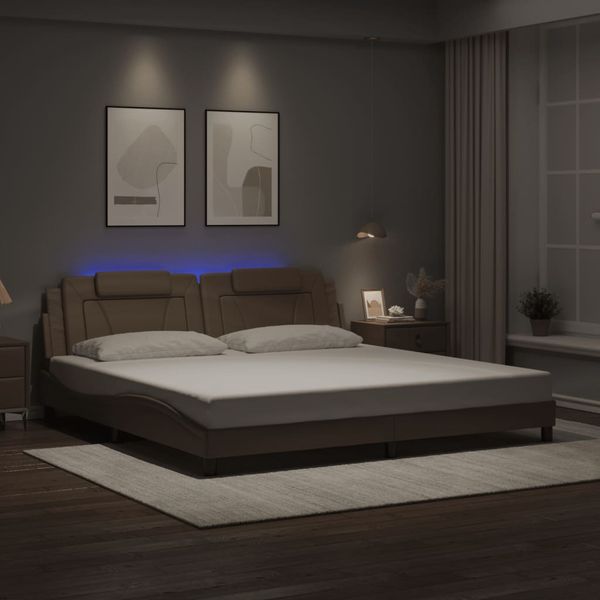 vidaXL Rám postele Viana s LED bez matraca kapučínový 200x200 cm