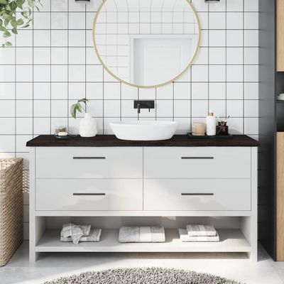 vidaXL Kúpeľňová doska tmavohnedá 160x40x(2-4) cm ošetrený masív